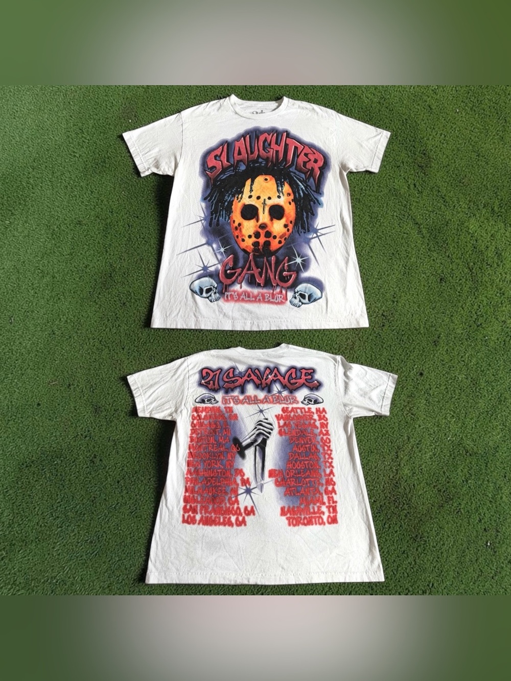 21 Savage x Drake It’s All a Blur Tour T-Shirt Rap Tee Men’s Sz L Double Sided
